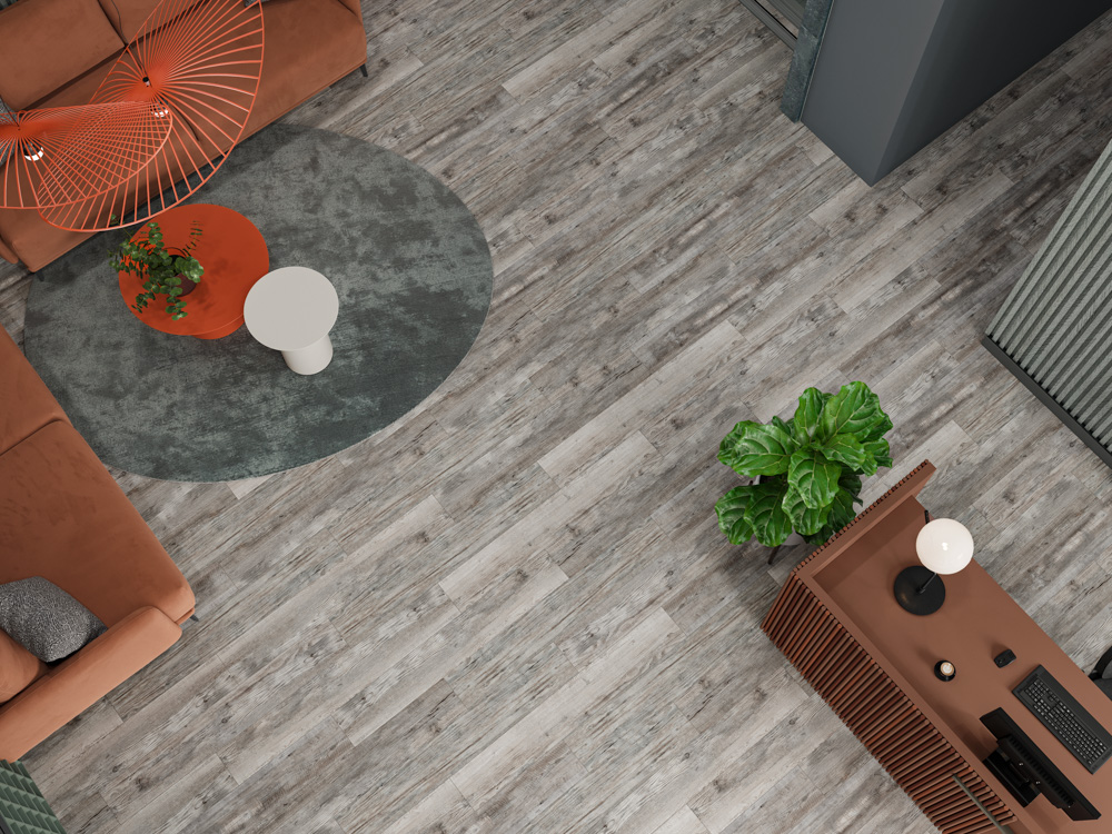 Кварцвиниловый SPC ламинат Cronafloor Wood Сосна Монблан ZH-81101-1 1200×180×4 фото в интерьере